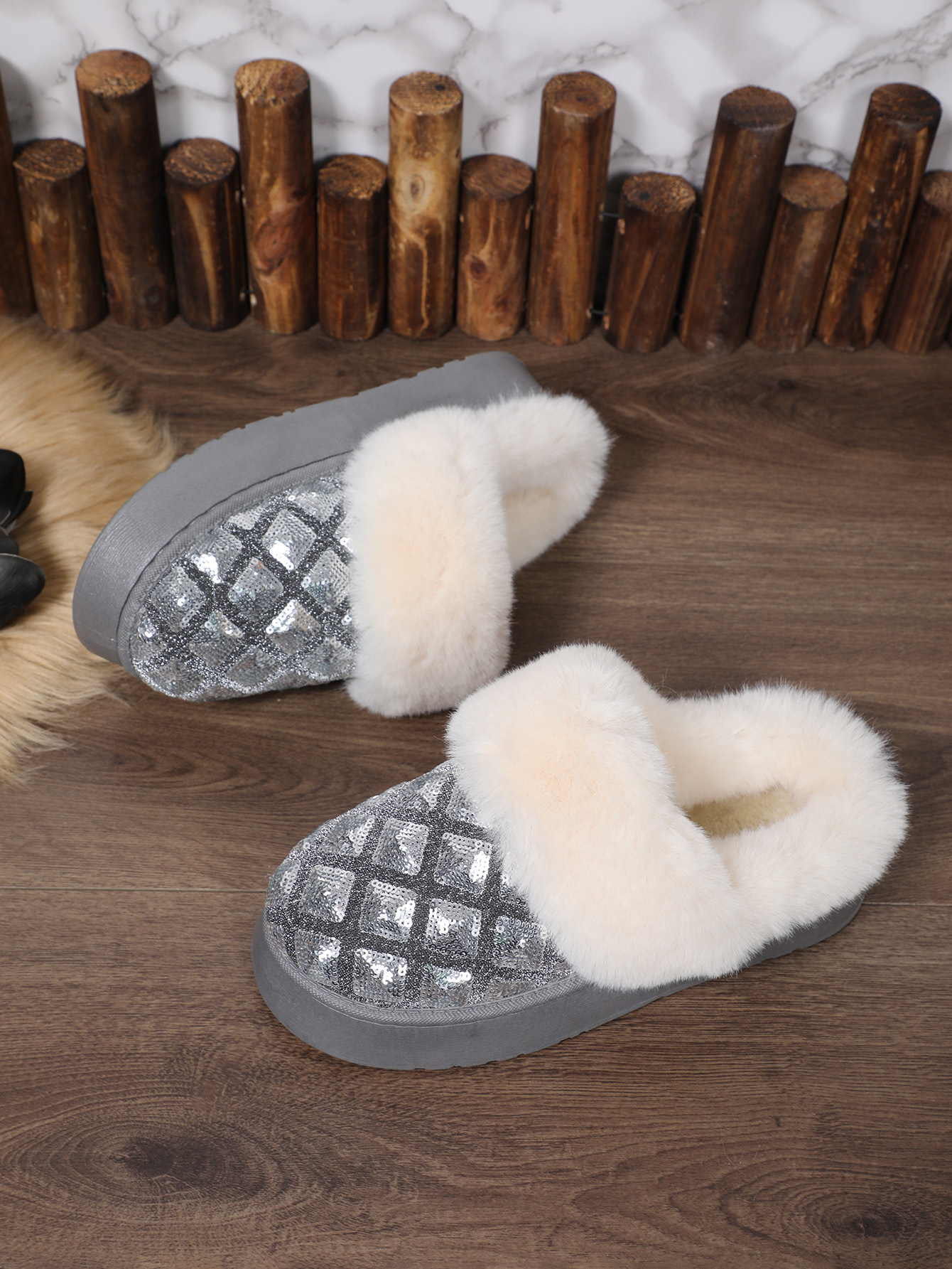 New thick soled slip-on snow boots warm half-drag low-top snow boots_voghion.com