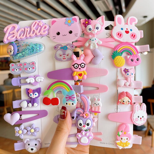 Spring new children's sweet hairpin girl cute broken hair bangs hairpin princess cartoon headdress set