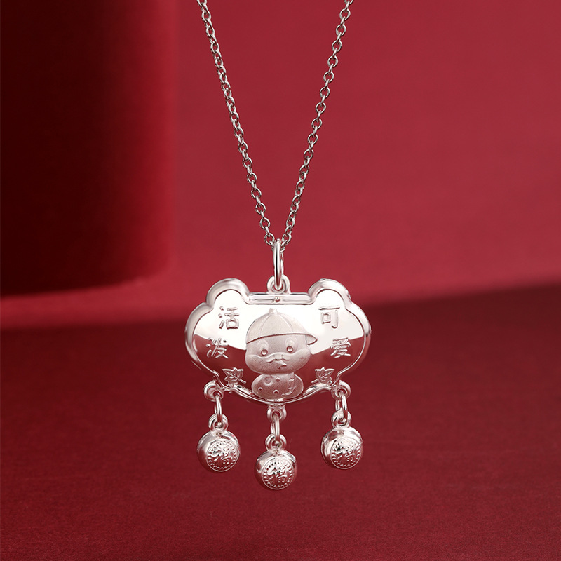 999 pies de serpiente de plata para bebés de larga vida para niños colgante de plata esterlina Zodiac Serpiente de seguridad para bebés de luna llena aniversario