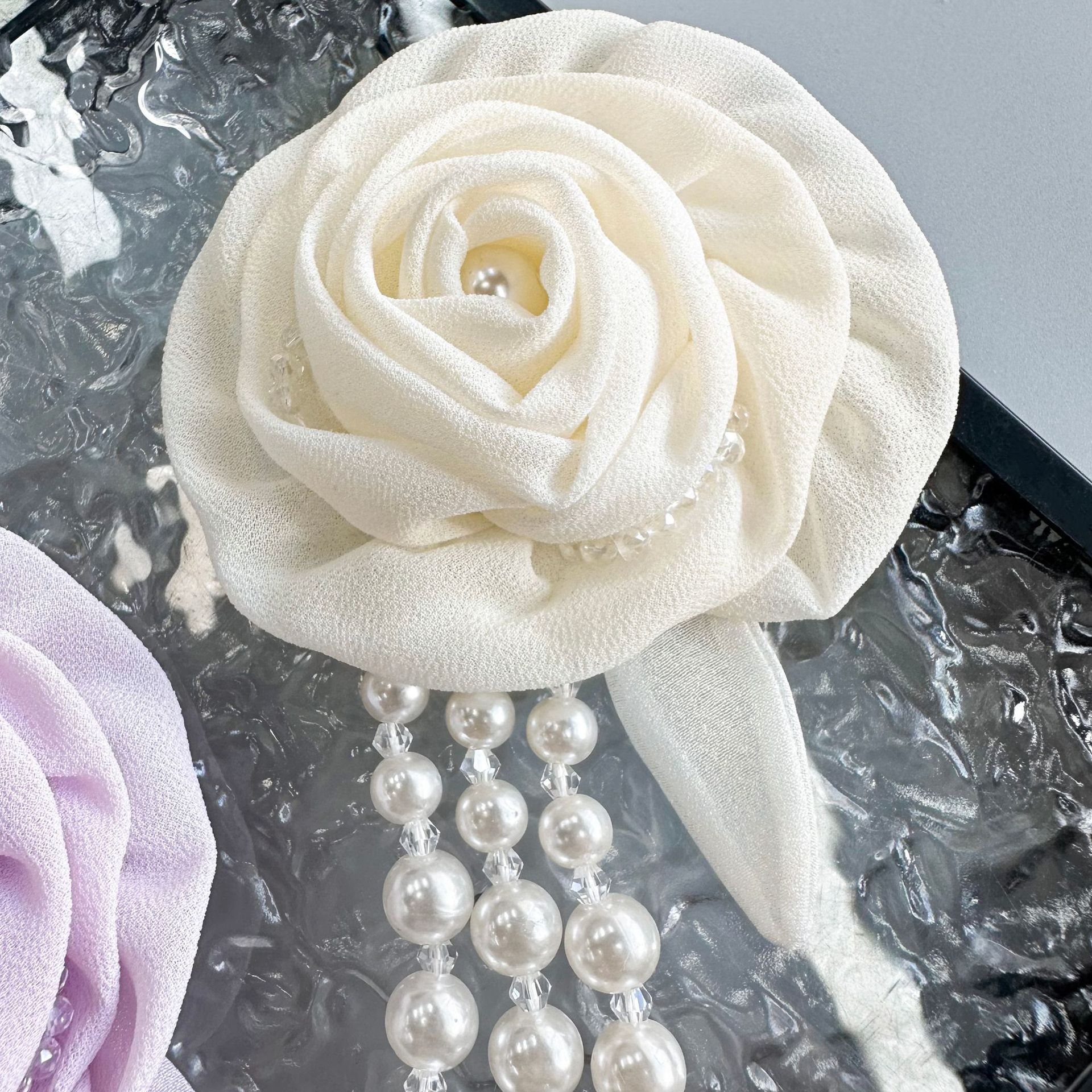 Parche Decorativo de Flores con Perlas de Poliéster para Ropa y Bolsos