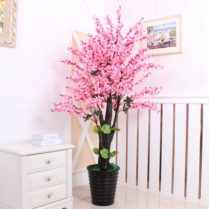 JIH3大型花客厅摆设装饰品桃树盆栽落地花室内树假塑料植物大