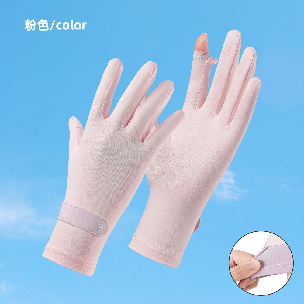 Guantes de protección solar Verano de seda de hielo de las mujeres deportes al aire libre sensibles al hielo fino transpirable antideslizante montar Flip guantes de pantalla táctil