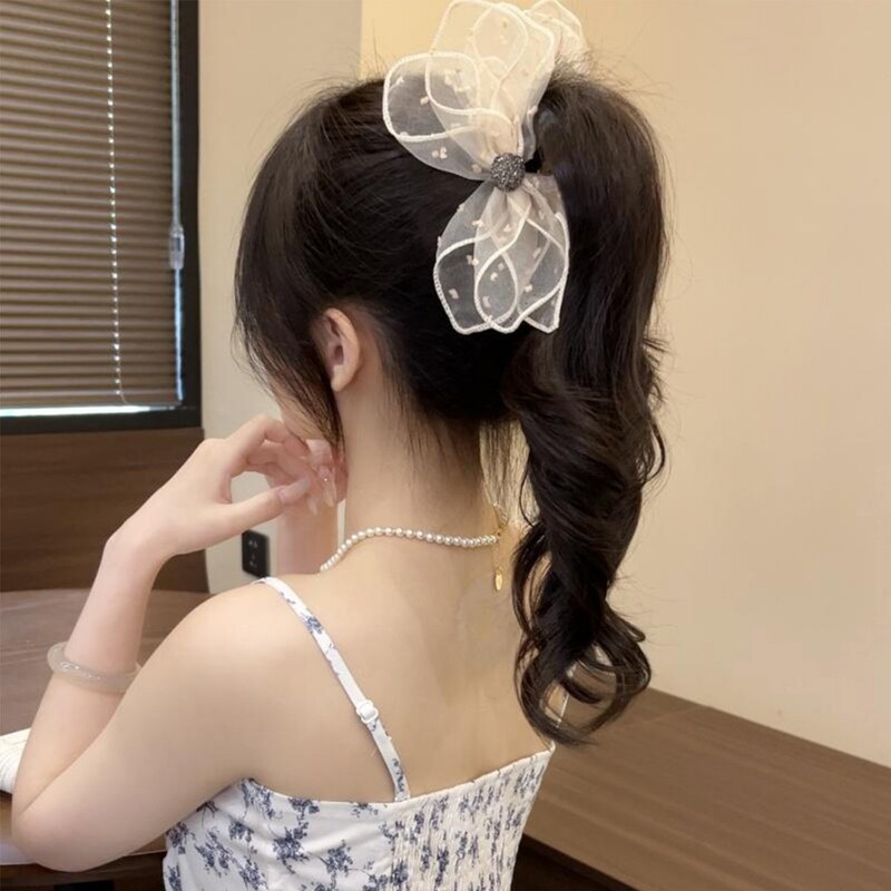 フレンチスタイルのレースリボンヘアピン2025新しいハイエンド後頭部ハーフタイヘアピンヘアアクセサリー女性用|undefined