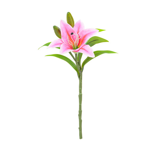 Manufacturer wholesale wedding home decoration fake flower 1 flower 2 buds mini single feel film 3 heads artificial flower lily