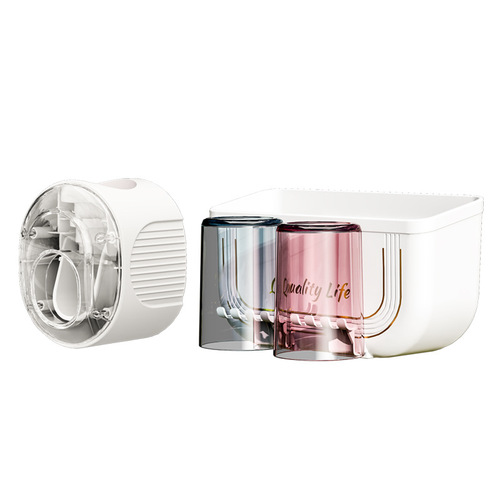 Half-moon toothbrush rack mouthwash cup gold-plated toothbrush holder bathroom punch-free wall-mounted toothbrush storage rack set
