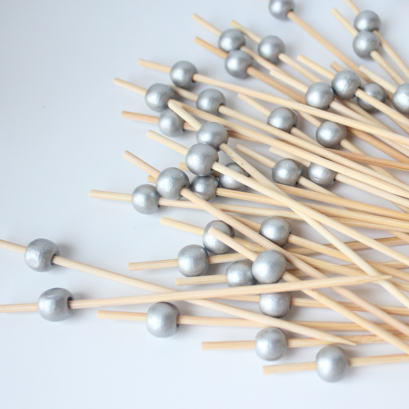 Signo de bambú desechable Signo de cuentas de oro de madera 100 piezas/paquete Cóctel decorativo dorado Signo de frutas Amor estrella de cinco puntas