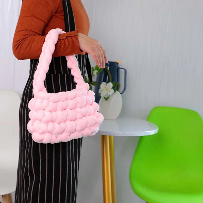 跨境新款DIY水晶絨灌心棉暖絨手工包包毛線毯子線布條抱枕貓窩線