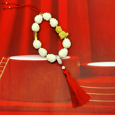 Car Accessories Double Tassel – Car hanging - good-luck-with-little-buddha-single-tassel-red