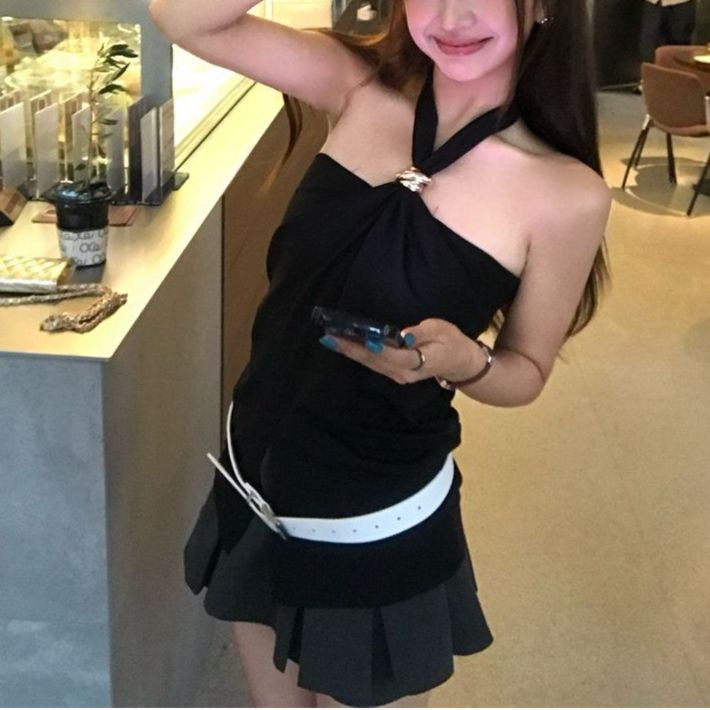 Women's Backless Halter Crop Top - Summer Bodycon Sleeveless Bustier In Black, White, Coffee_ecoleips.com