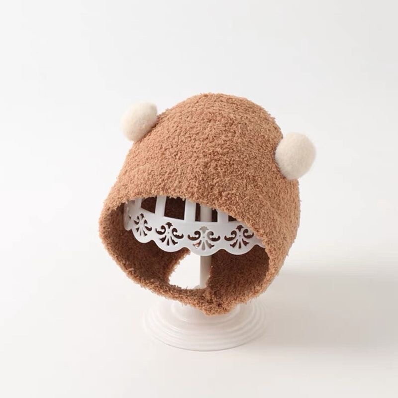 ベビー帽子秋と冬超かわいいベビーヘッドハット新生児かわいい耳保護帽子冬暖かいぬいぐるみ帽子トレンディ|undefined