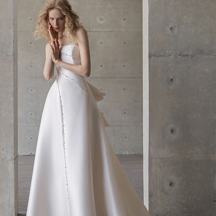 Nuevo vestido de novia de verano 2026, estilo europeo y americano, sencillo y elegante, con espalda descubierta y cremallera, ideal para bodas y fotografía de viajes.