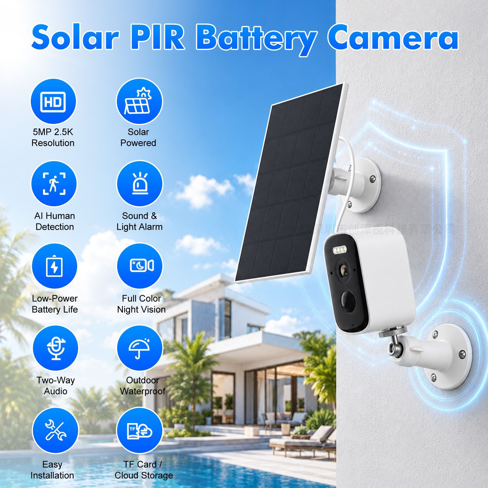 Cámara de Batería Solar Magnética de Plástico ABS Impermeable con Alarma para Exteriores image 3