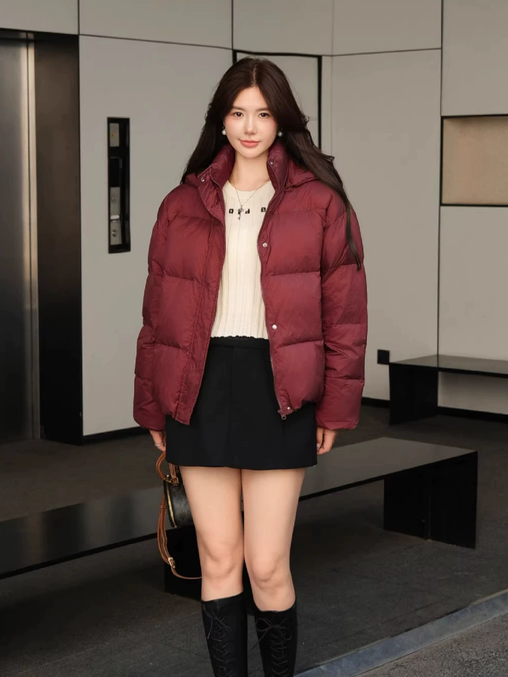 Short velvet down jacket, high-end, duck down