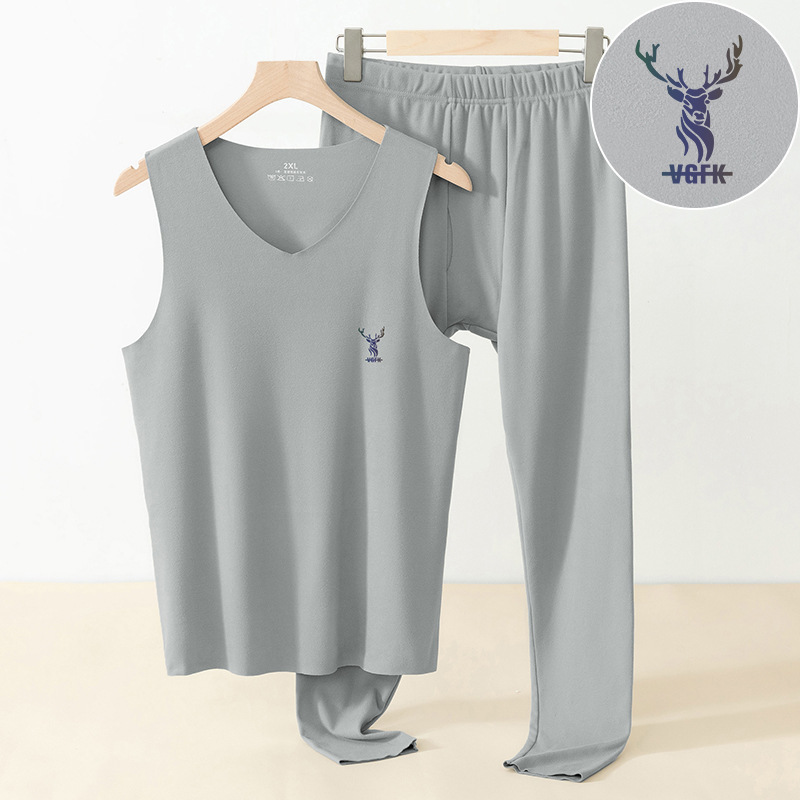 Double-sided Fleece Seamless Thermal Underwear Men's Winter Autumn Clothes and Pants Cold-proof Constant Temperature Bottoming Vest suit Slim-fit Vest