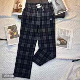 复古潮流格子休闲裤春秋薄款格纹直筒收口哈伦裤运动裤男
