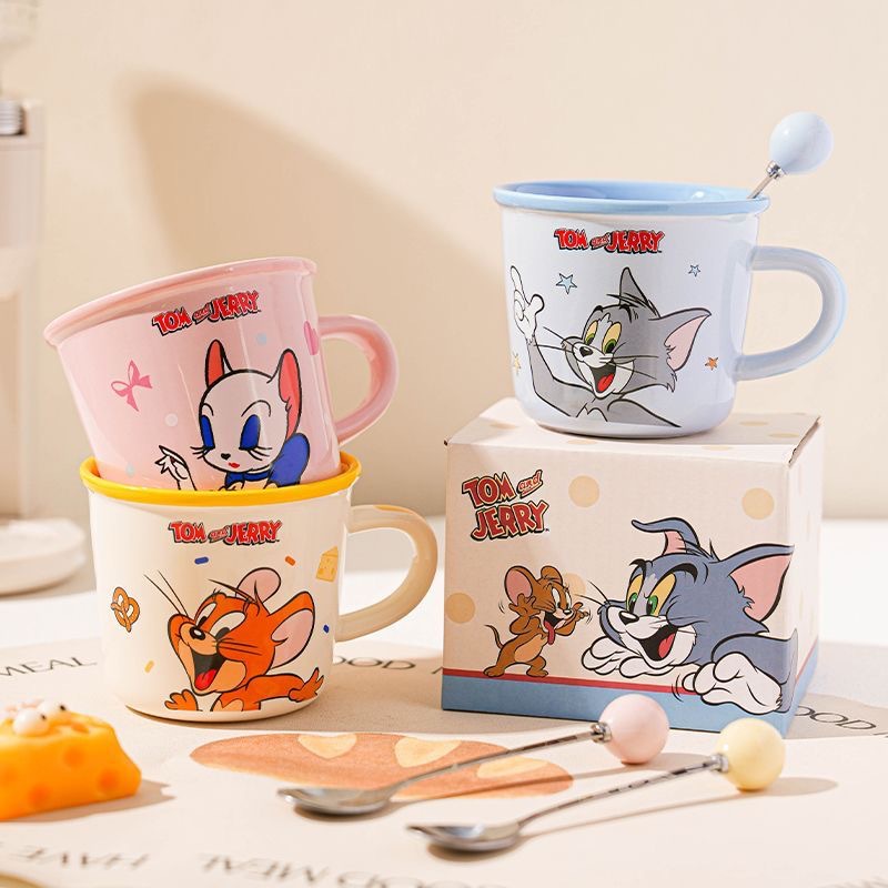 Gatos y ratones de dibujos animados de cerámica copas caseras de alto valor facial lindas tazas de agua de desayuno tazas de leche regalo