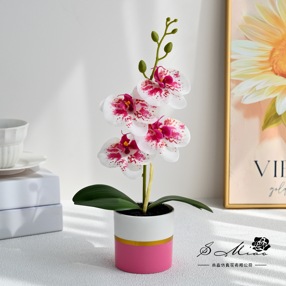 4 flores se sienten Phalaenopsis bonsái simulación de moda maceta flores falsas decoración del hogar fotografía de flores artificiales flores de bodas pequeñas image 4