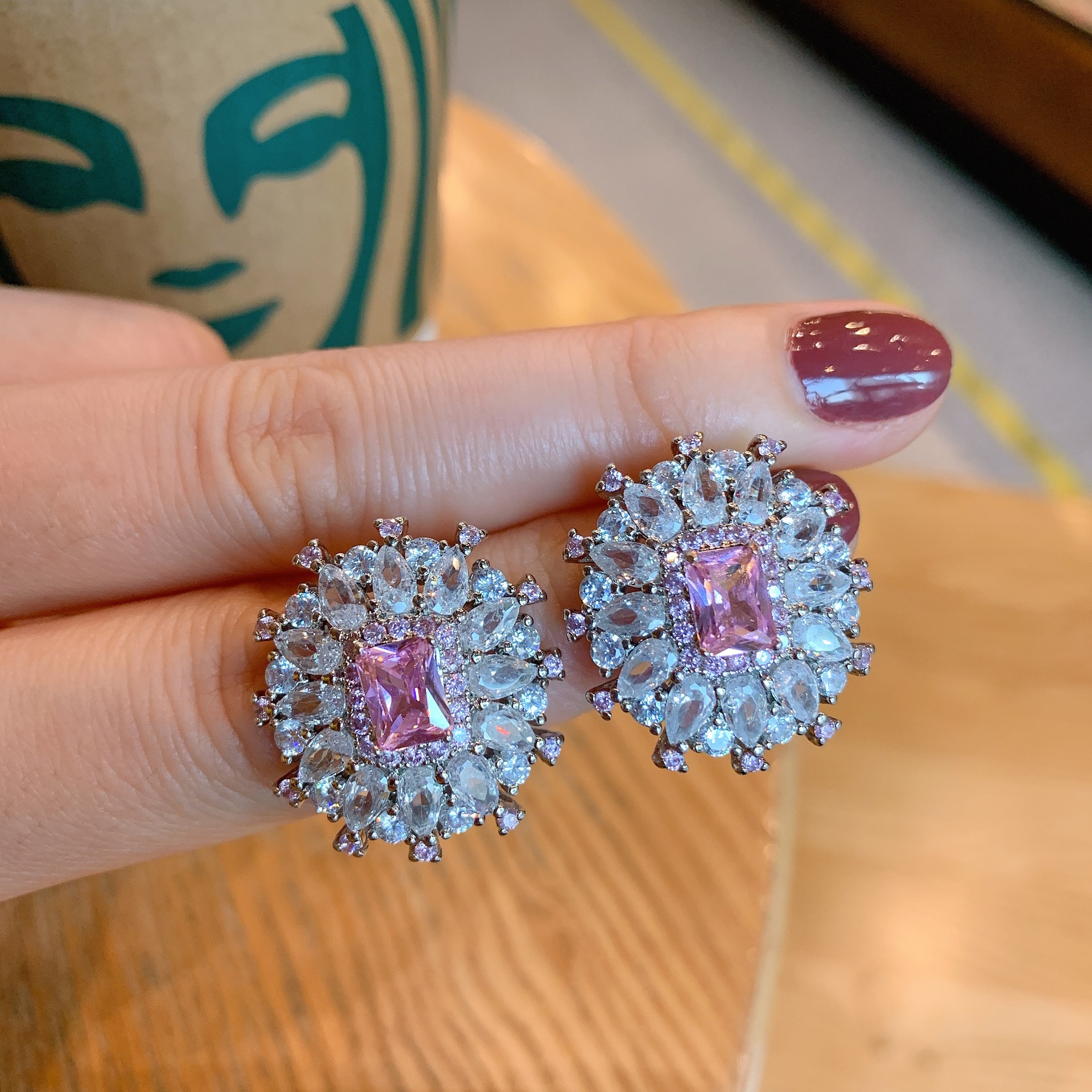 Lady Geometric Copper Gold Plated Rhinestones Rings 1 Piece