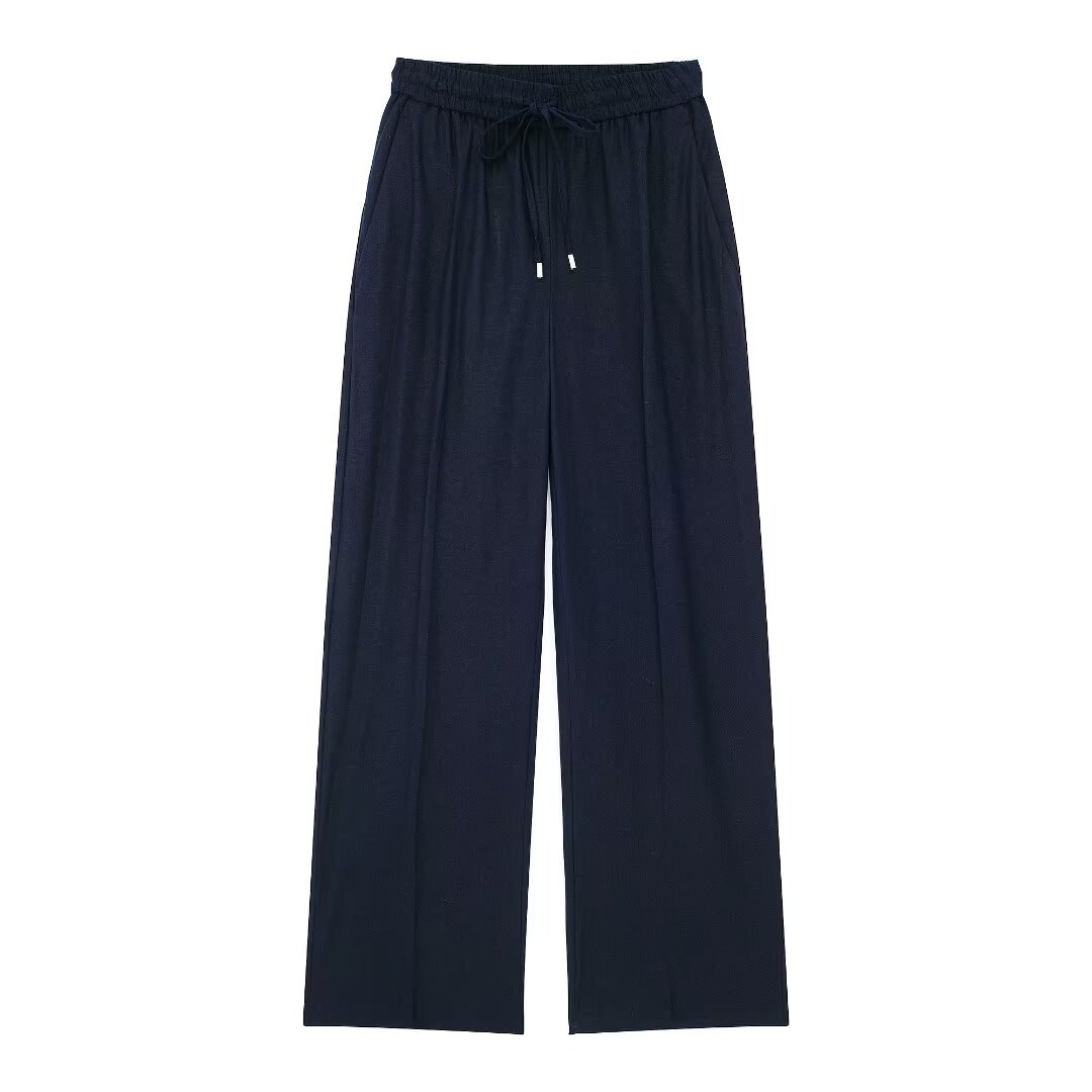 Pantaloni a gamba dritta in lino, nuovi, comodi e casual, estivi da donna_voghion.com