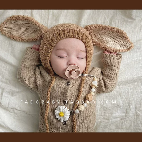 Ins Popular Korean Winter Baby Plush Cute Long-Eared Baby Hat Warm Kidsren's Ear Protection Knitted Hat