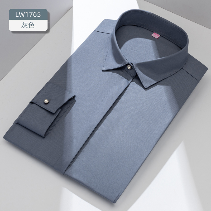LOGO personalizado camisa de fibra de bambú para mujeres mangas largas sin quemar anti-arrugas ropa de trabajo de negocios camisa blanca image 12