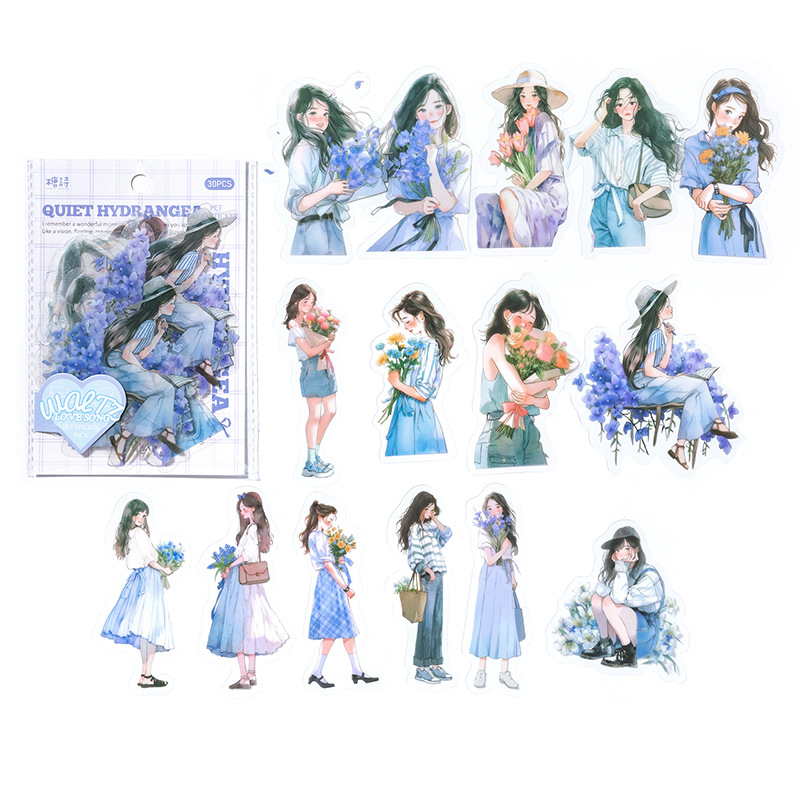 Tangshi PET paquete etiqueta Waltz amor Serie Artística chica diario material 30 piezas en 4 tipos