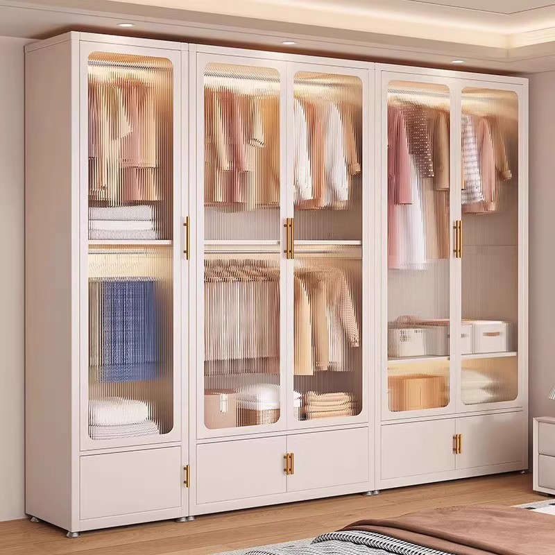 Steel Wardrobe for Bedroom, Home Rental, Dustproof with Door, Metal Iron Clothes Rack, Baby Wardrobe Storage Cabinet