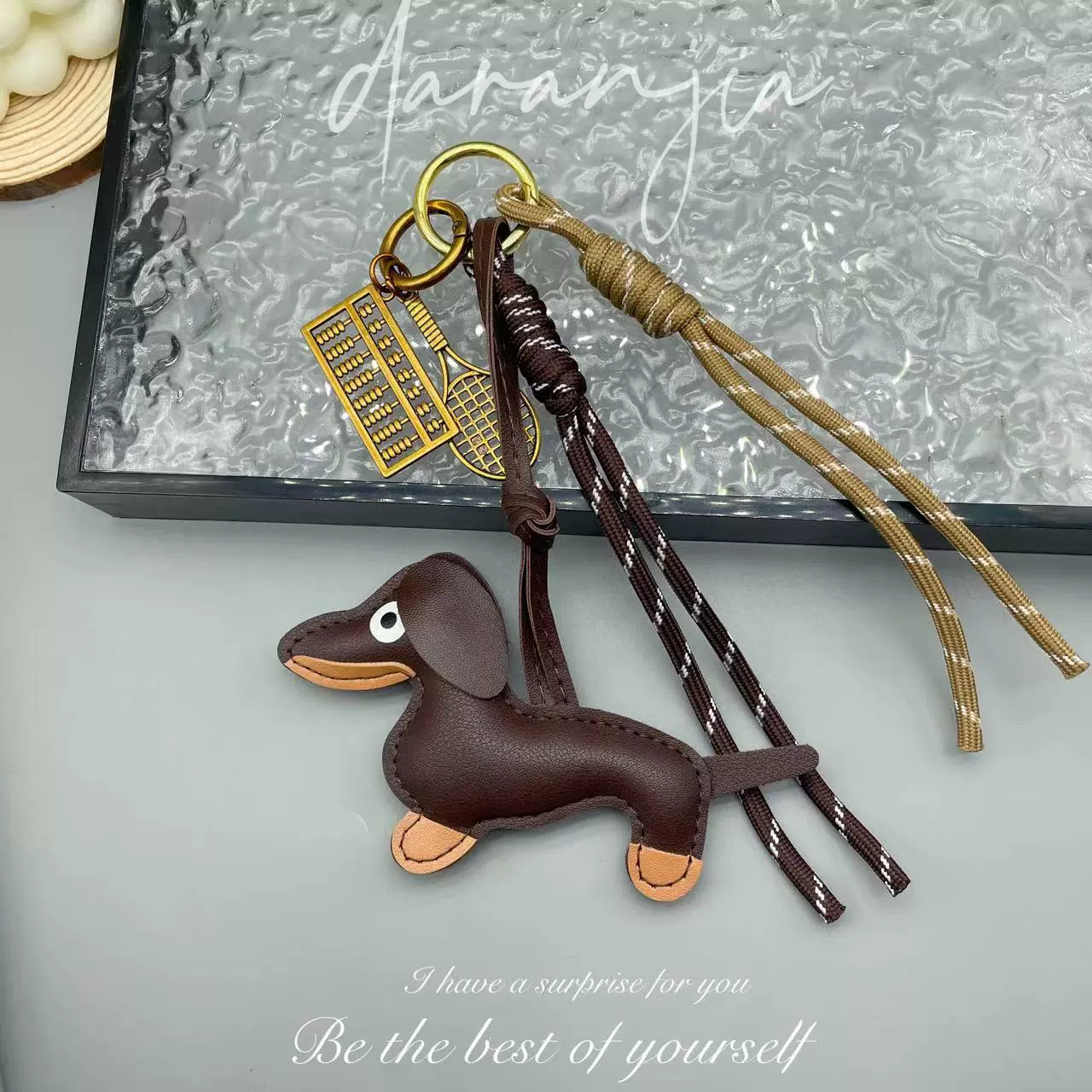 Кожаный брелок-веревка с таксой, DIY изысканный брелок-сука такса для сумки, украшение в виде щенка Рут