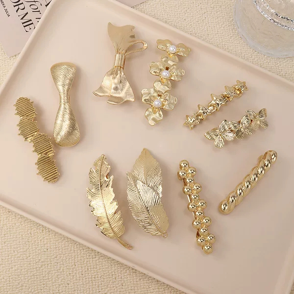 Gold Design Spring Hair Clip for Women 2026 New High-End Bobby Pin Side Clip for Stray Hair