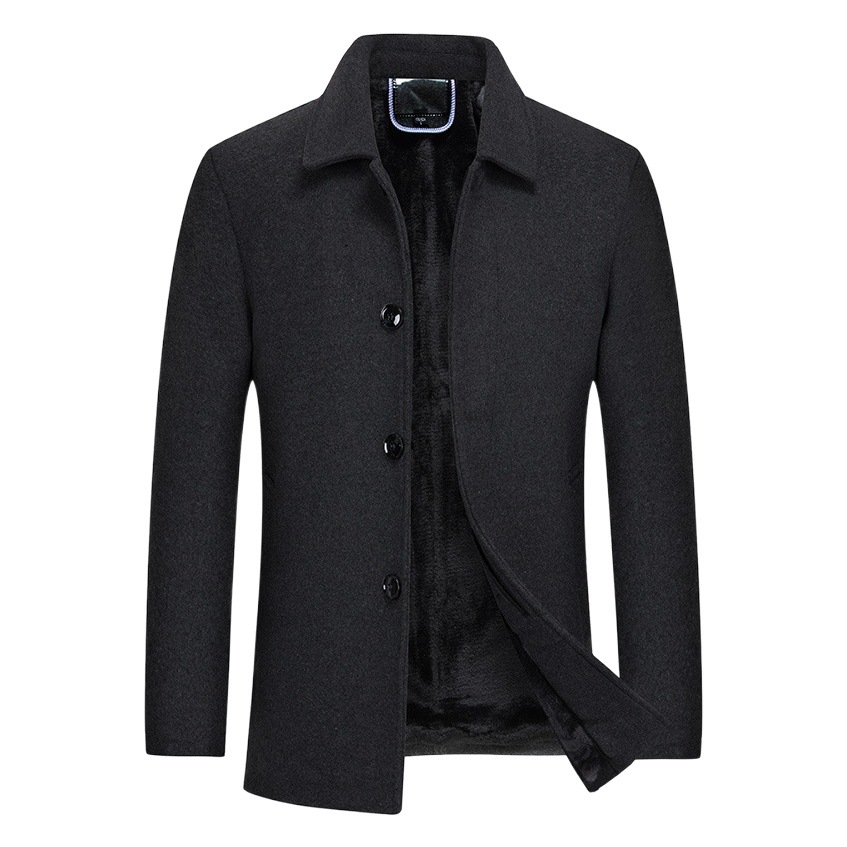 秋冬の新型男性ビジネスウールコートファッションの中にベルベットが毛を厚くしている男性コートが襟をひっくり返しているコート