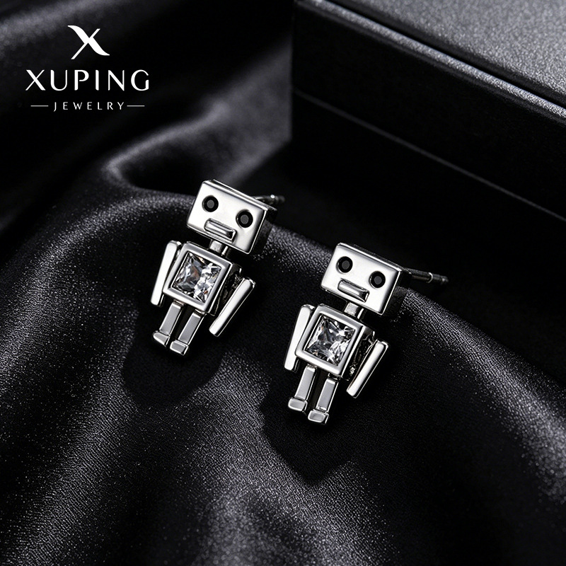 Joyas Xuping Europa y América de la moda de la calle personalidad robot pendientes de orejas para hombres lujosos auriculares para mujeres