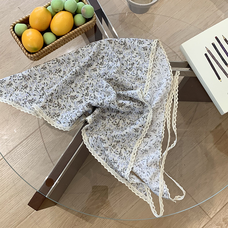 Turbante de verano pastoral coreano turbante de flores cortas francés alto grado toallas de triángulo toallas de seda bufandas de moda bufandas al por mayor