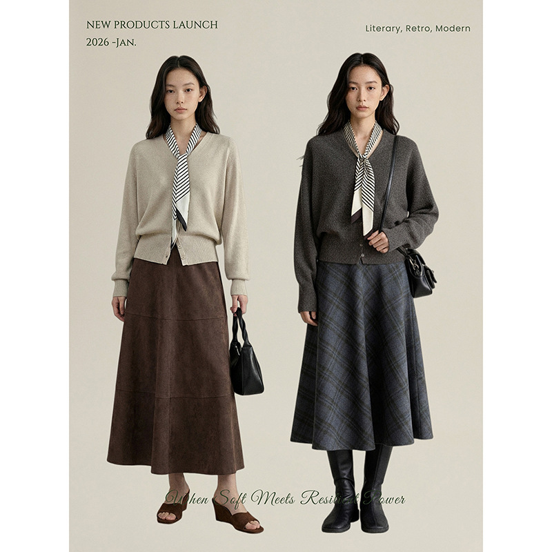 【Goming】French Retro Striped V-Neck Wool Knit Sweater for Women, Commuting Pullover Sweater for Spring N717C