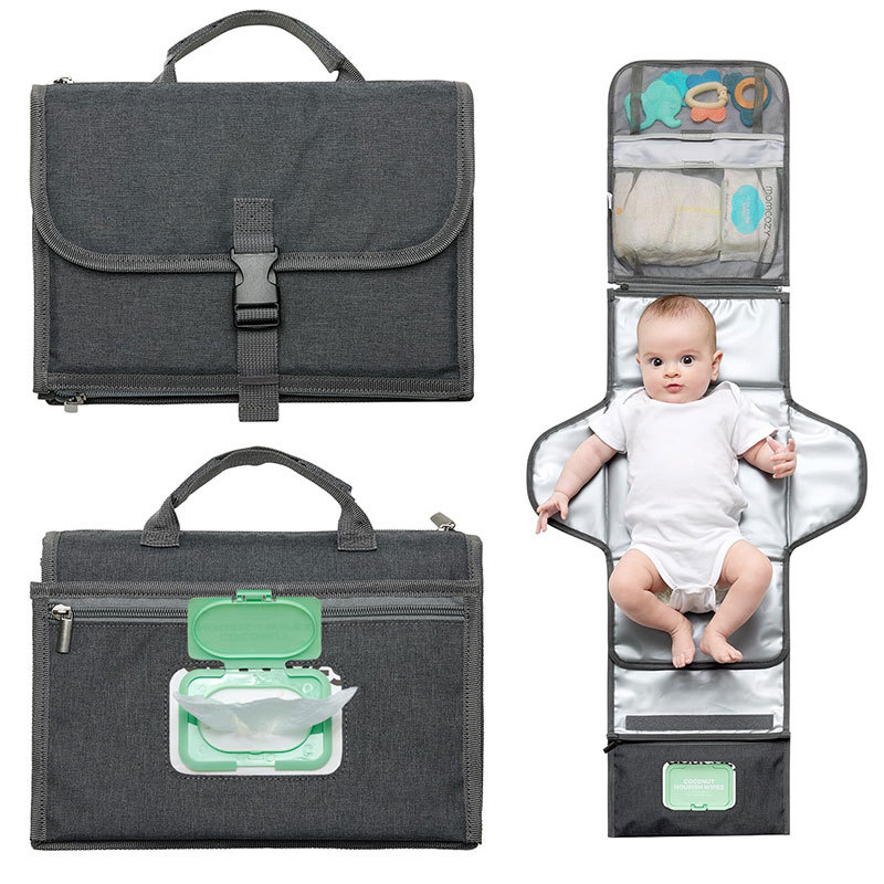 Portable Diaper Changing Pad Baby Waterproof Foldable Diaper Changing Pad with Pillow Travel Diaper Bag