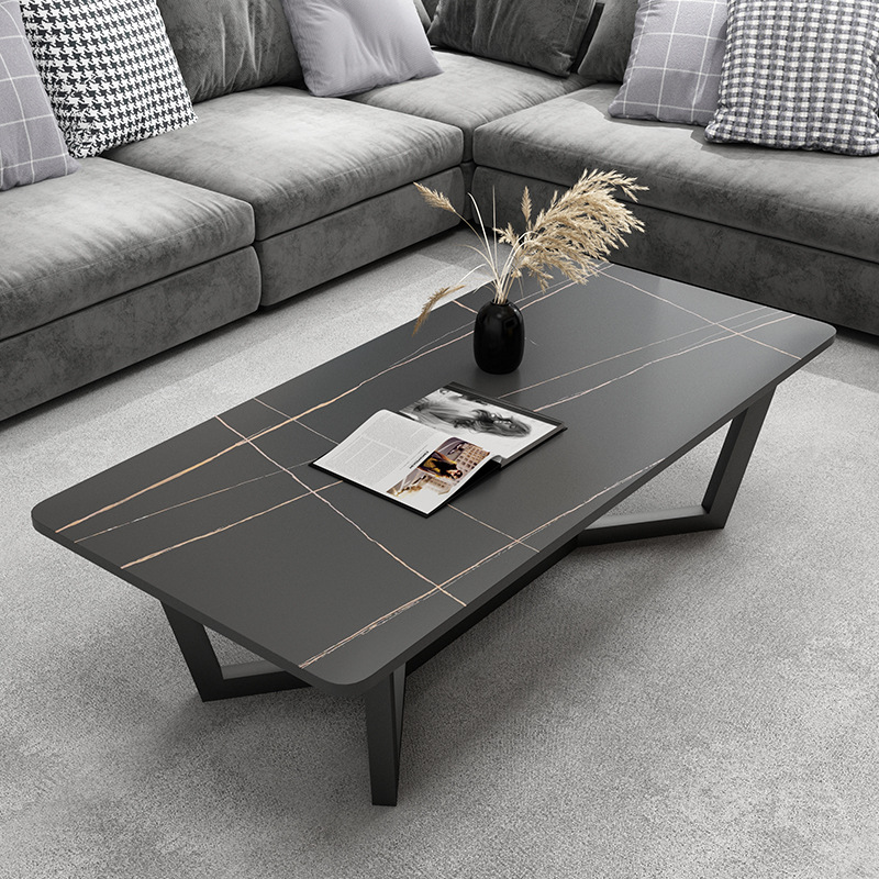 Rock placa mesa de café casa rectangular simple moderno pequeño apartamento luz lujo Nórdico Internet celebridad salón minimalista Mesa flor