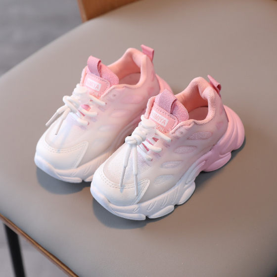 Children's mesh breathable sneaker 2024 spring and summer Korean style fresh soft bottom non-slip running shoes baby toddler shoes