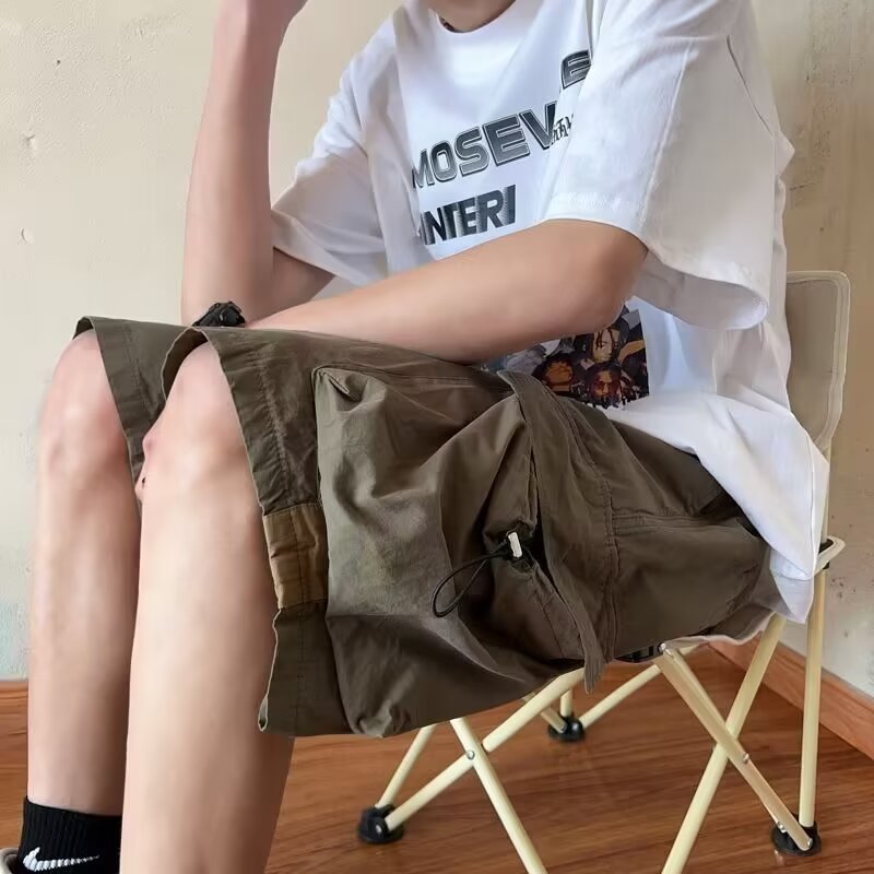 Workwear Functional Shorts Men's Summer American Style Retro High Street Trendy Brand Five-point Mid-length Pants Large Pocket Wide-leg Casual Pants