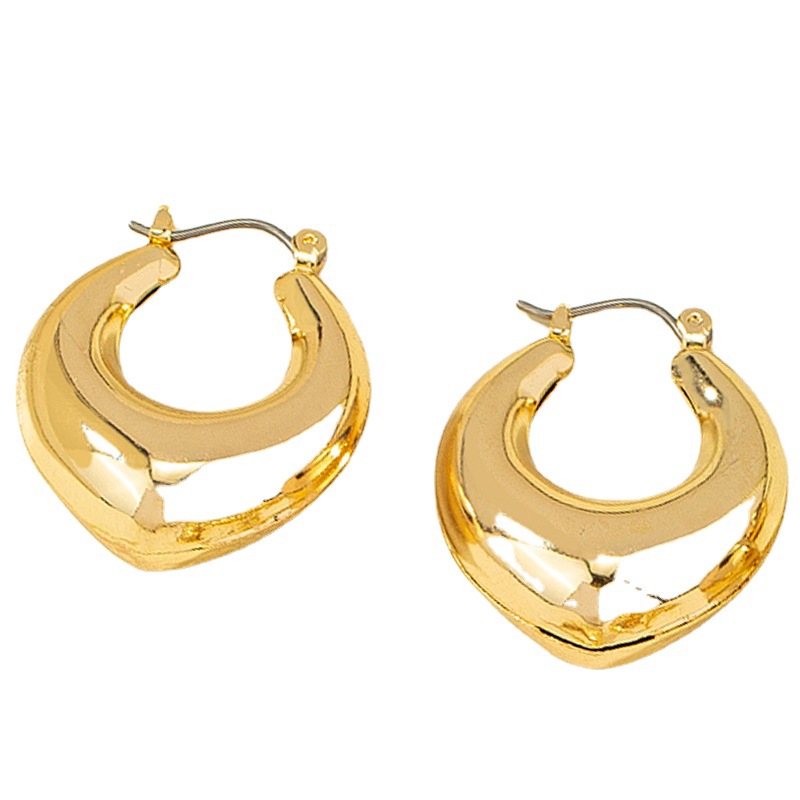 Hornbag Texture Ear Ring Earrings Women's European and American ins Niche Retro Simple Distinctive Metallic Ear Buckle Earrings