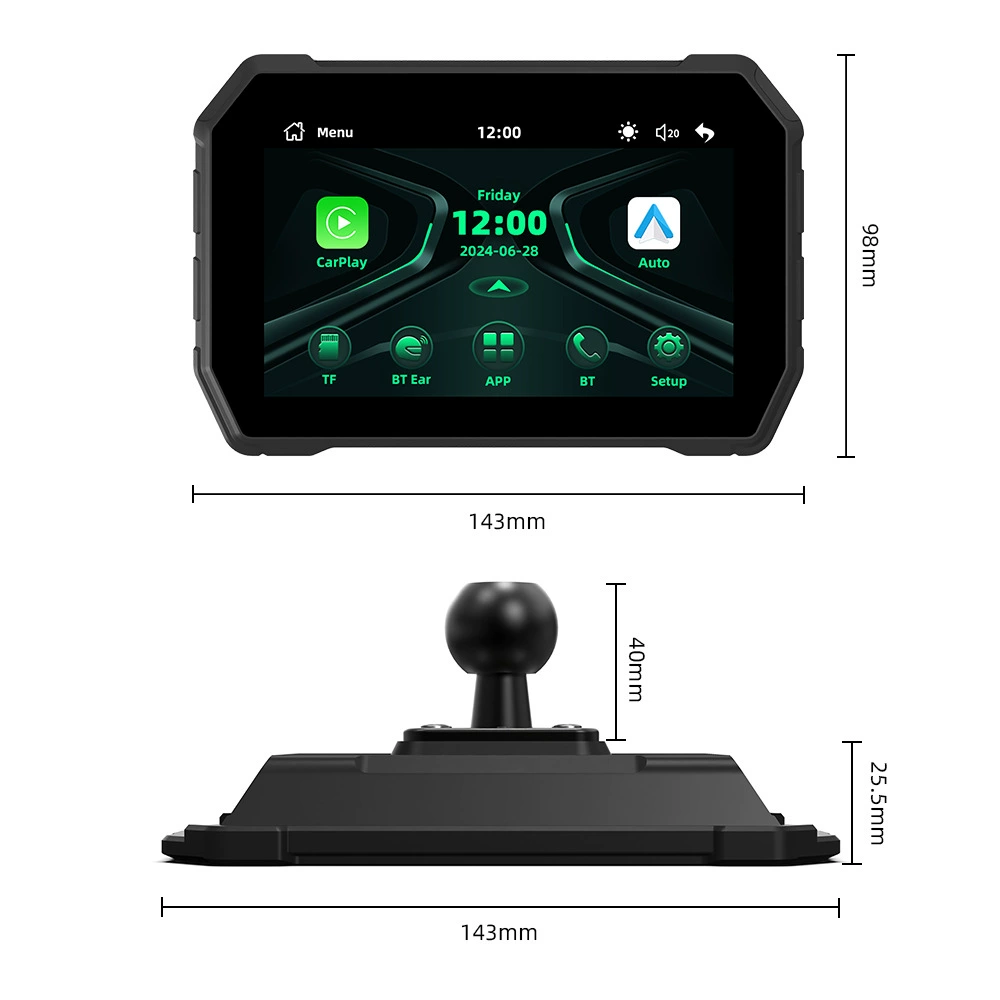 Портативный navigатор для мотоцикла размером 5 дюймов с CarPlay совместимый с Android Auto, соединение с автомобилем и телефоном