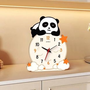 Moon Panda Desktop Clock Internet Celebrity Silent Clock Creative Small Ornament Living Room Bedroom Decoration Table