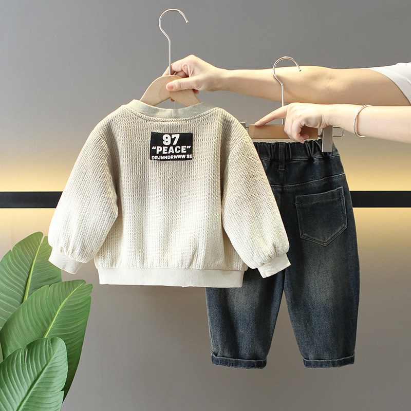 6157 Traje de otoño para niños 2025 Nuevo estilo fresco y atractivo Chaqueta degradada de primavera y otoño para niños Traje de tres piezas Otoño para bebés