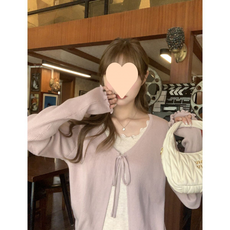 小团甜美慵懒假两件针织衫2025春季新款韩系设计感内搭上衣女|undefined