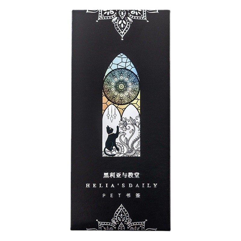 Helia serie diaria PET bookmark gato negro revista artística titular de libro creativo 6 Buen día