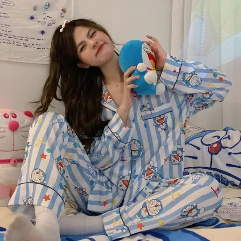 Estilo coreano japonés pijamas de dibujos animados mujer coolomi linda chica corazón ins estilo pantalones de manga larga desgaste del hogar otoño celebridad de Internet