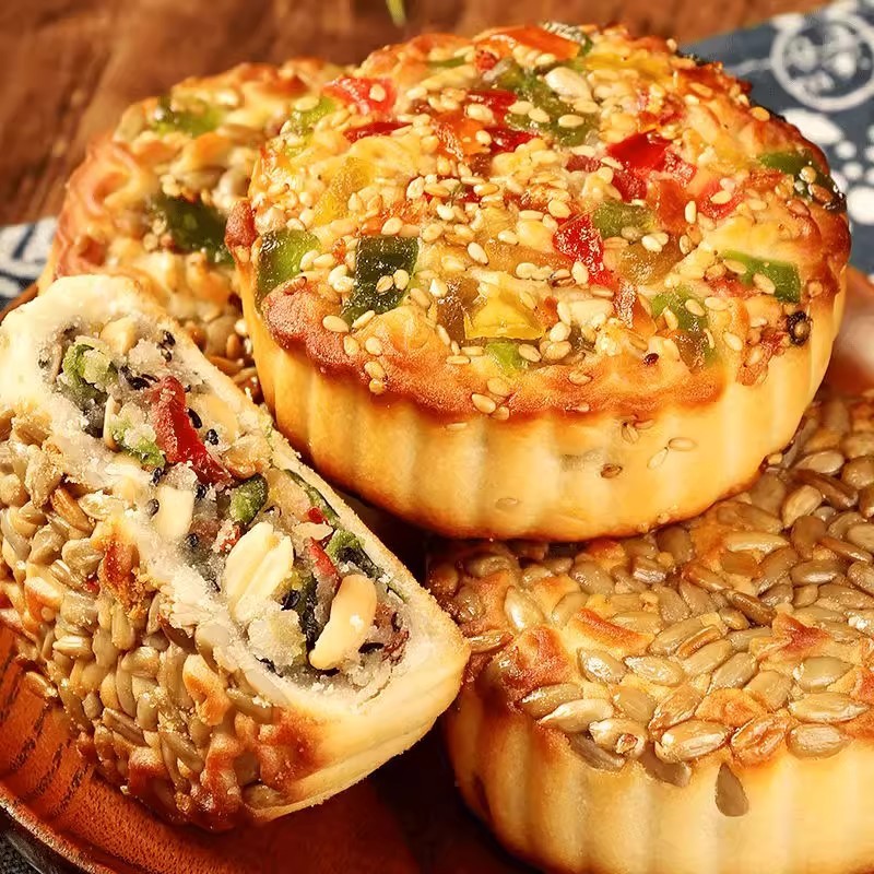 传统坚果五仁月饼蔓越莓果仁月饼南瓜子蜜饯中秋月饼约80g美食|undefined
