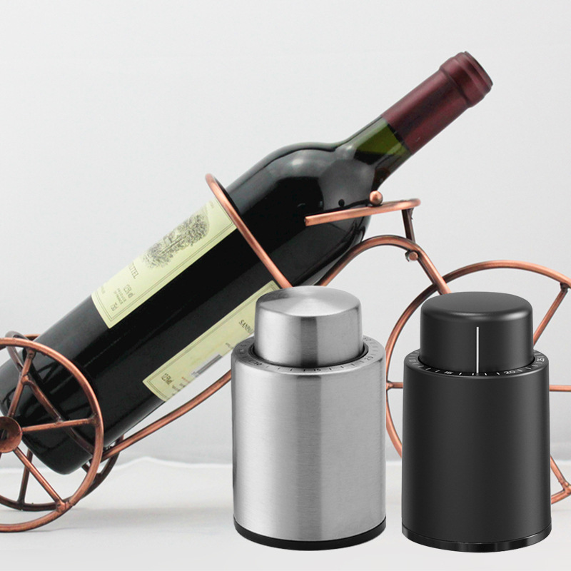 Tapón de vino con sellador al vacío para botellas, con escala, mantiene fresco