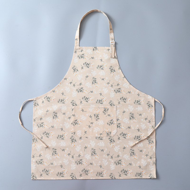 Cross-Border Export Fashion Long-Sleeved Apron Anti-Fouling Breathable Household Wear-Resistant Work Clothes Catering Work Cotton and Linen Smock for Women