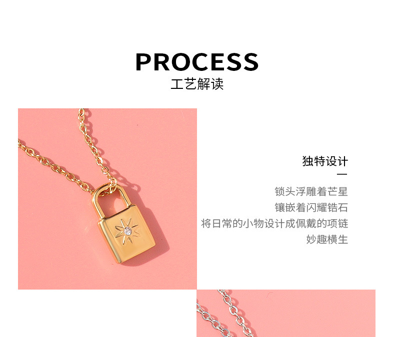 Simple Fashion Lock Pendant Zircon Necklace display picture 3