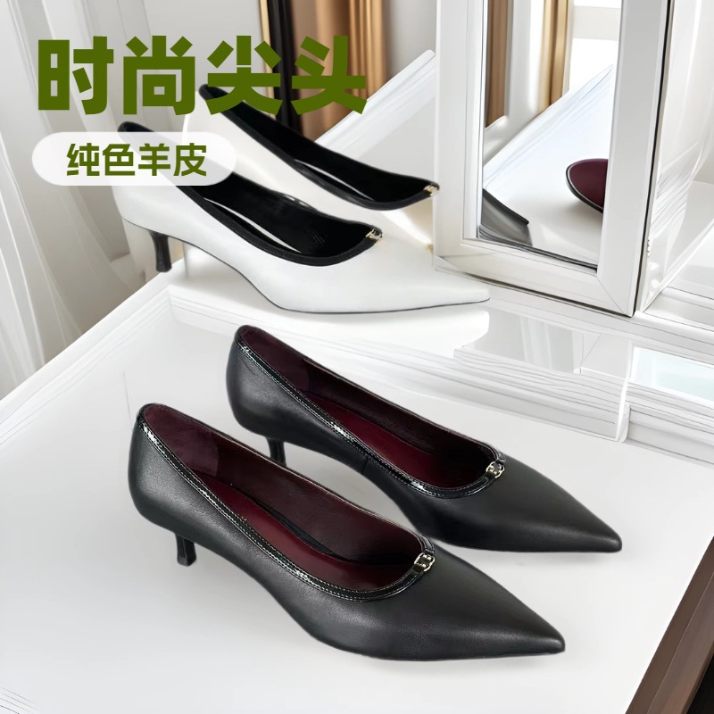 纯原tb女鞋25新款简约浅口尖头手工镶边鞋春秋季性感细中跟单鞋女