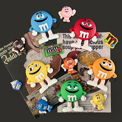 3D M&M Cartoon Food Magnet Refrigerator Sticker Simulation Fun Decoration Chocolate Bean Expression Bean Magnetic Force Sticker 
